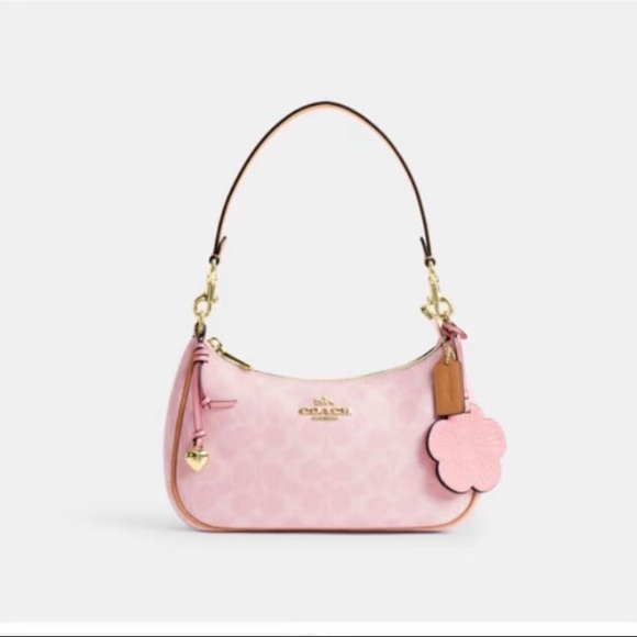 Coach Handbags - Coach Powder Pink Teri Shoulder Bag with Charms